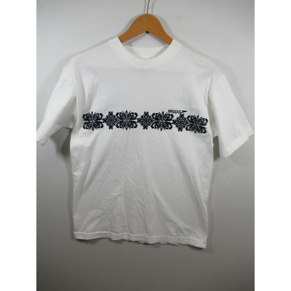 Vintage 90s Y2K Speedo Flocked T-shirt Men Medium Short Sleeve Cotton Surfer